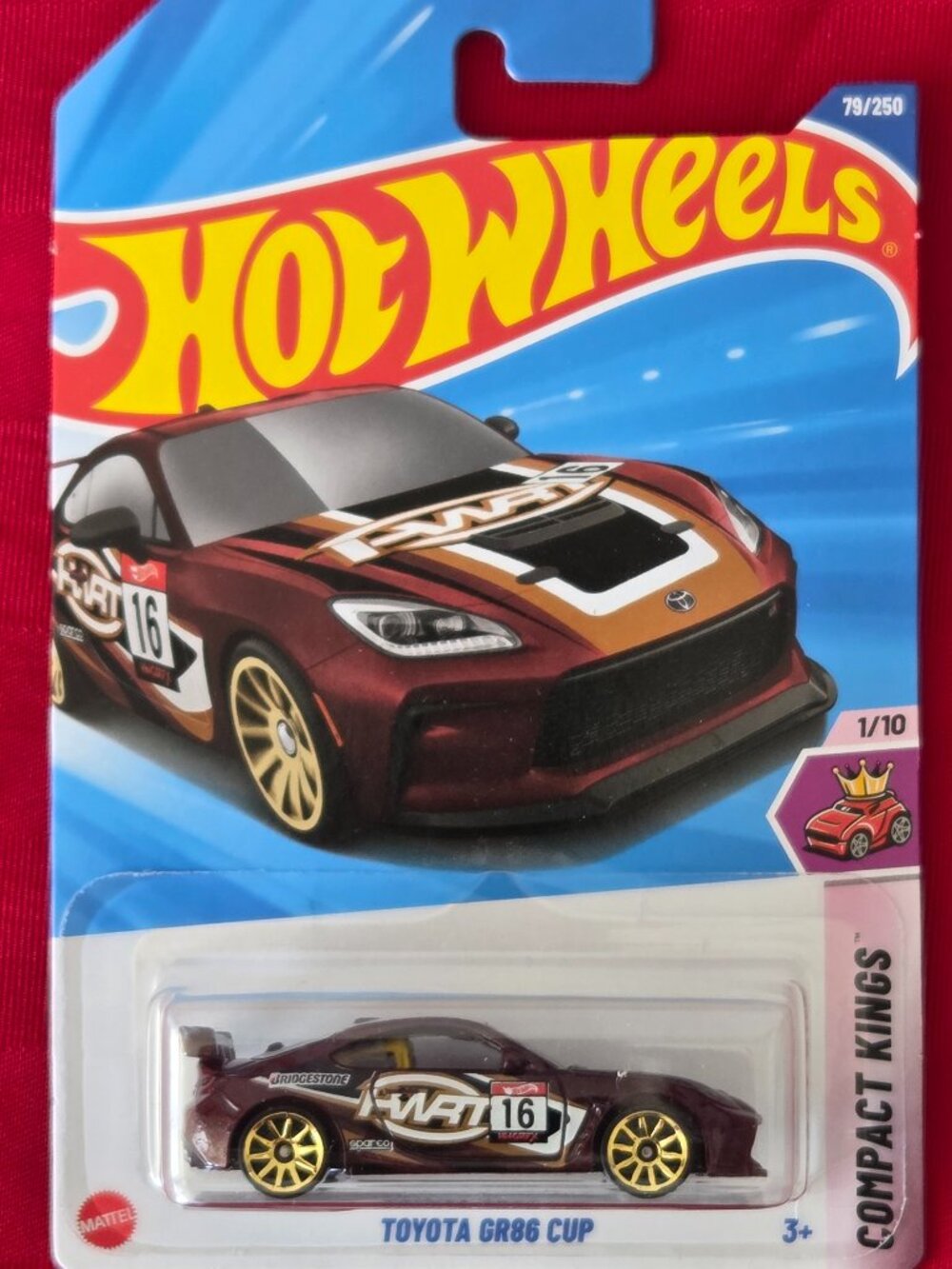 2024 HOT WHEELS, TOYOTA GR86 CUP CAR, #1, MINT IN THE PACKAGE!!!